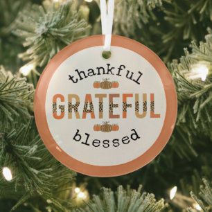 Ornement En Verre Merci Grateful Blessé mignon automne Thanksgiving