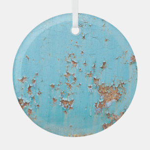 Ornement En Verre Métal bleu rouillé : Mur texturé.