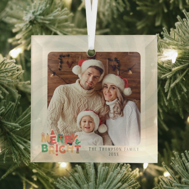 Ornement En Verre mignon rétro amis famille fête (Insitu)