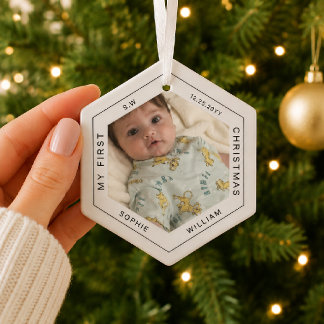 Ornement En Verre Moderne Élégant Minimaliste Photo de Bébé pour son