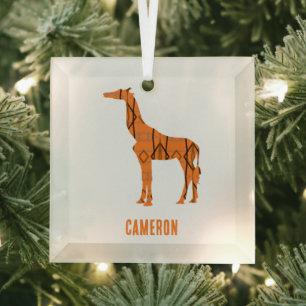 Ornement En Verre monogramme Abstrait de silhouette de girafe