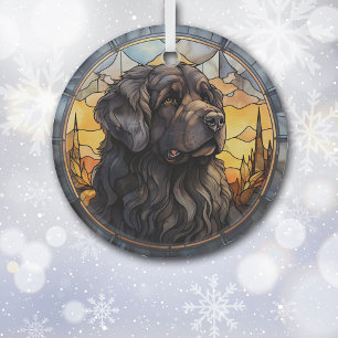 Ornement En Verre Mosaïque de chien noir de Terre-Neuve