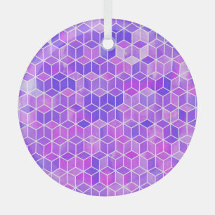 Ornement En Verre Mosaïque d'été : Aquarelle Cube Fusion