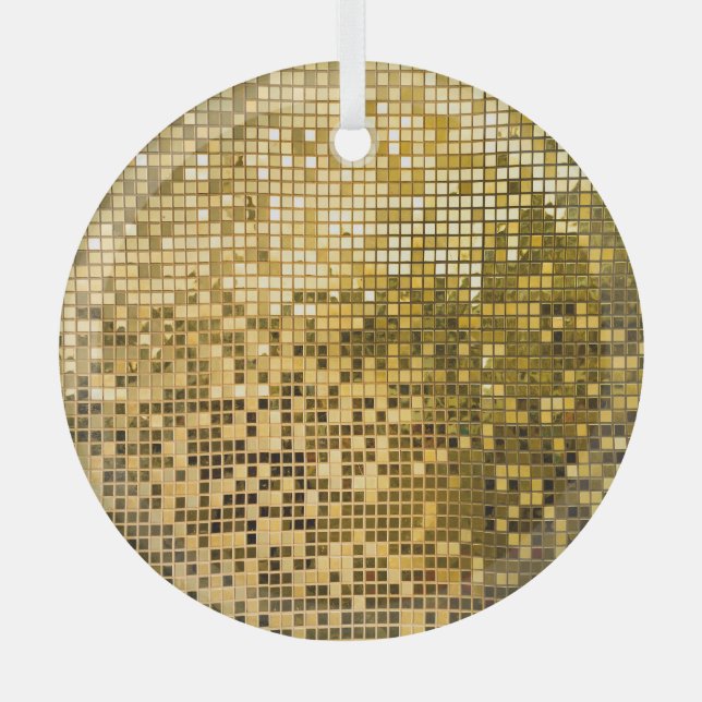 Ornement En Verre Mosaïque d'or : Carreaux Carrés Texture. (Recto)