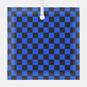 Ornement En Verre Motif à carreaux bleu et noir
