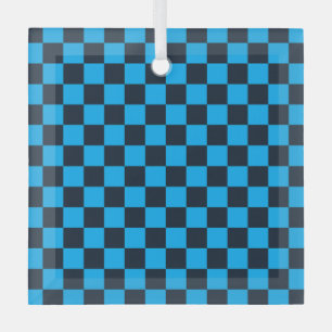 Ornement En Verre Motif à carreaux bleu myrtille