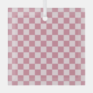 Ornement En Verre Motif à carreaux rose poussiéreux