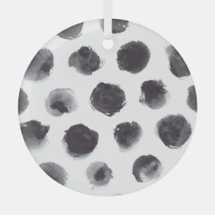 Ornement En Verre Motif à points Polka : noir, gris.