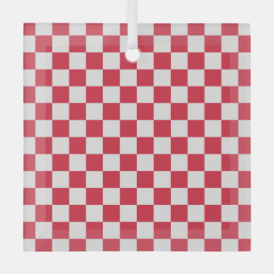 Ornement En Verre Motif damier à bulles de cranberry
