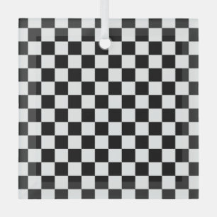 Ornement En Verre Motif damier noir et blanc
