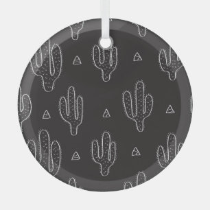 Ornement En Verre Motif de cactus noir à main