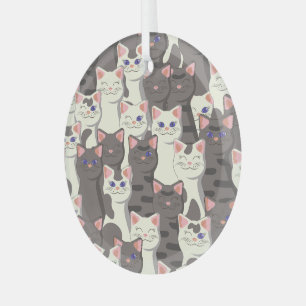 Ornement En Verre Motif de chats blancs et gris