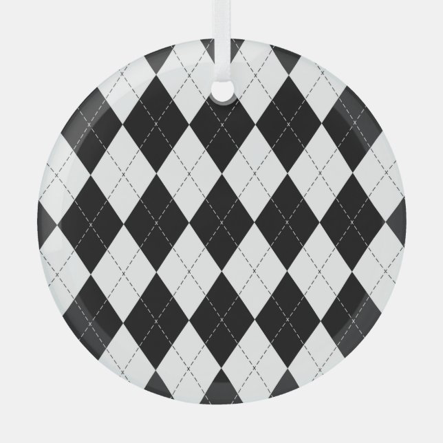 Ornement En Verre Motif de Jacquard géométrique noir blanc (Recto)