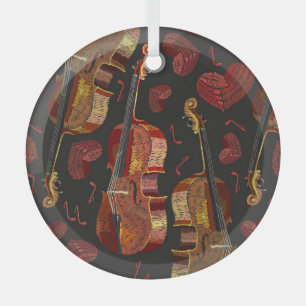 Ornement En Verre Motif de musique violon Red Heart