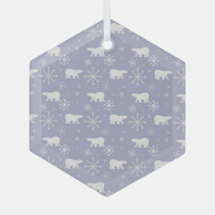 Ornement En Verre Motif de Noël avec ours polaires et flocons de nei