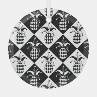 Ornement En Verre Motif Doodle Harlequin à ananas Stylisé