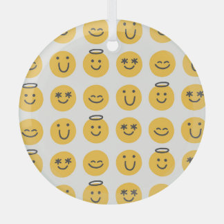 Ornement En Verre Motif Emoji Joyeux tiré à la main