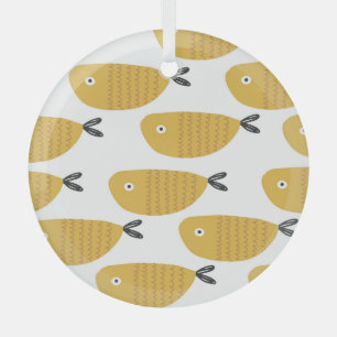 Ornement En Verre Motif enfantin, Poissons Drôle.