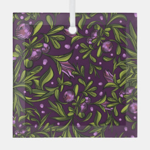 Ornement En Verre Motif floral artistique : fleurs violettes