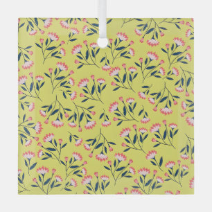 Ornement En Verre Motif floral joyeux : Fleurs roses