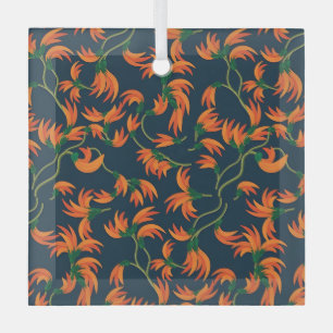 Ornement En Verre Motif floral orange fluide