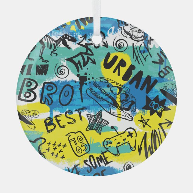 Ornement En Verre Motif Monster Hand Drawn Kids (Recto)