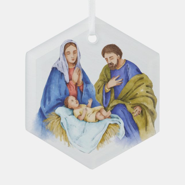 Ornement En Verre Nativité Christian Jésus naissance (Recto)