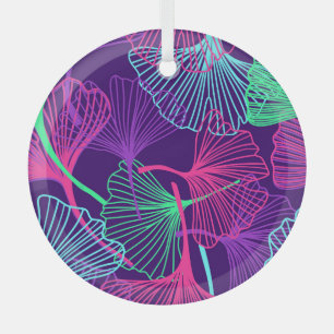 Ornement En Verre Neon Gingko Feuilles : Floral brillant.