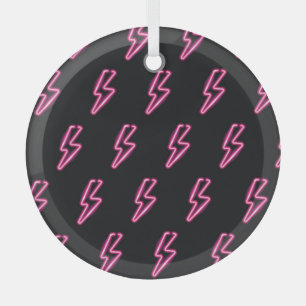 Ornement En Verre Neon Pink Lightning : Arrière - plan foncé.