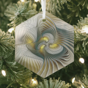 Ornement En Verre Nobly Golden Turquoise Imaginaire Fractal Art
