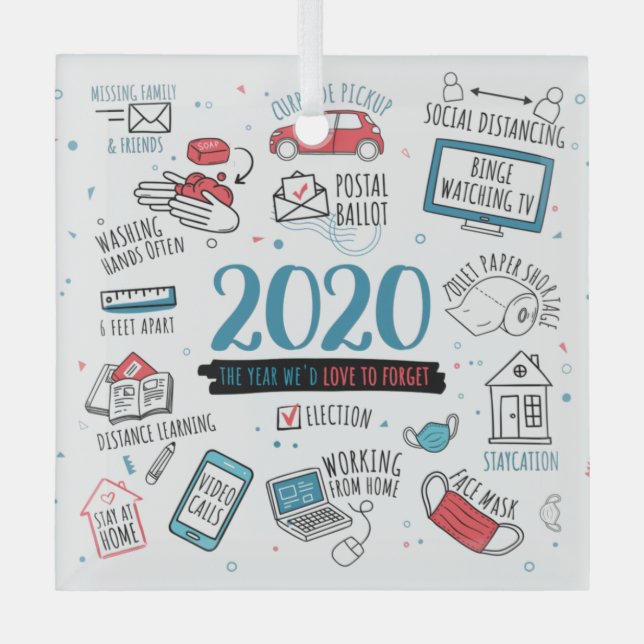 Ornement En Verre Noël 2020 Pandémie commémorative (Recto)