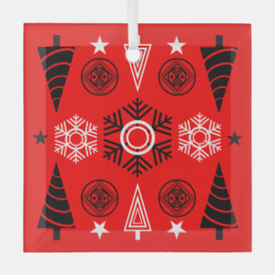 Ornement En Verre Noël Art Nouveau Rouge Et Noir