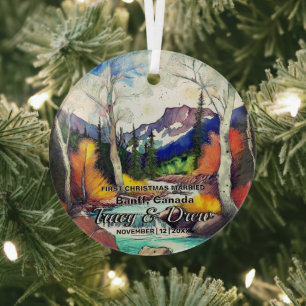 Ornement En Verre Noël Banff Canada Maximal Marié Couple