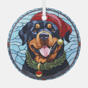 Ornement En Verre Noel de verre tendu Rottweiler