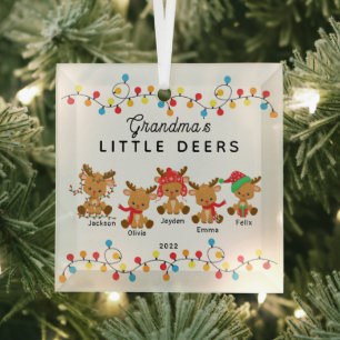 Ornement En Verre Noël des petits cerfs de grand-mère