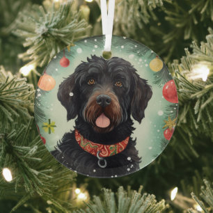 Ornement En Verre Noël du chien d'eau portugais