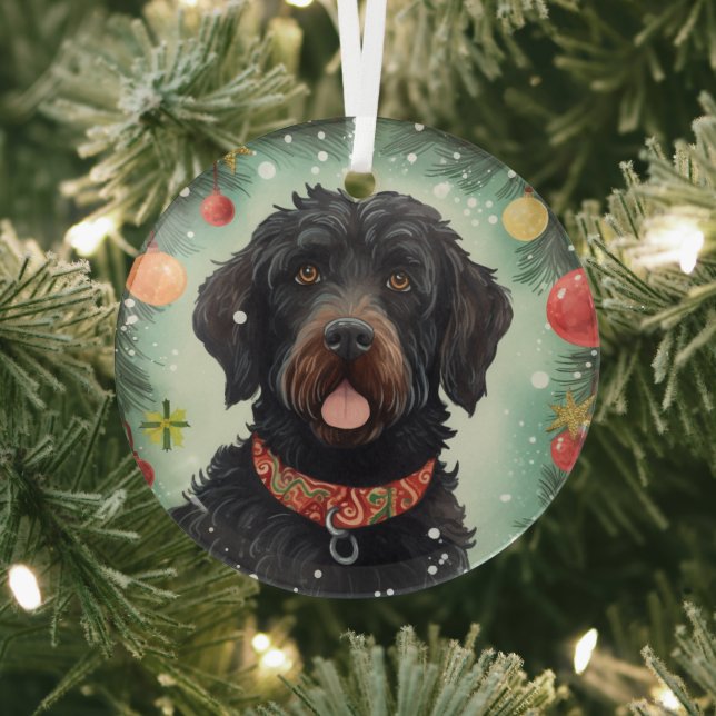 Ornement En Verre Noël du chien d'eau portugais (Insitu)