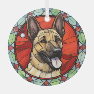 Ornement En Verre Noël Malinois Belge en Verre
