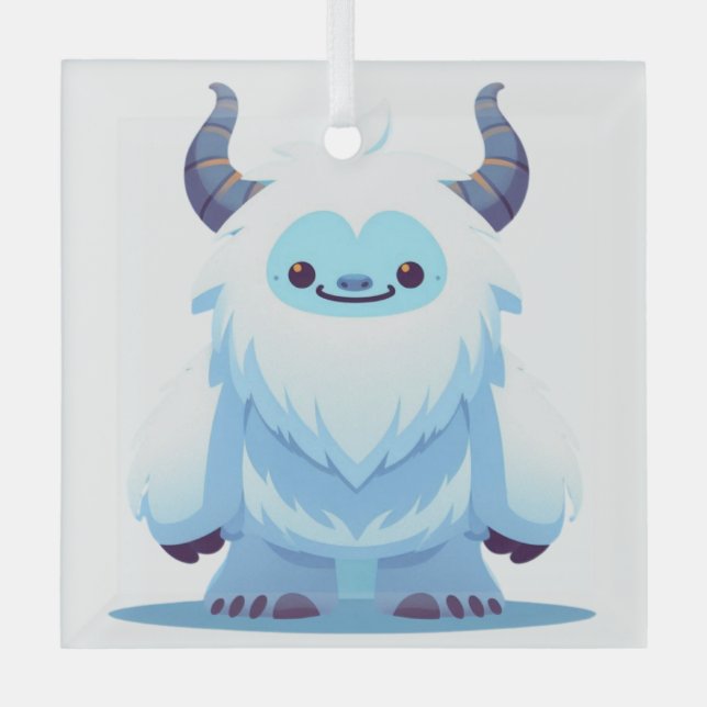 Ornement En Verre Noël mignon/yeti d'hiver (Recto)