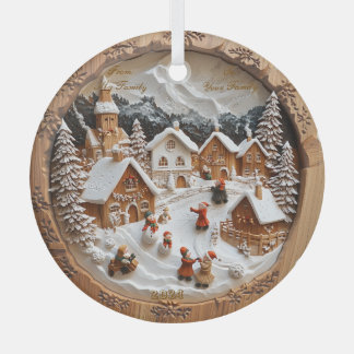 Ornement En Verre Noël "sculpté sur bois" personnalisable