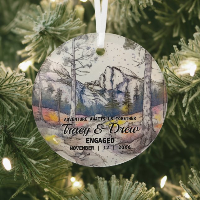 Ornement En Verre Noël Yosemite Parc national Couple Fiançailles (Insitu)