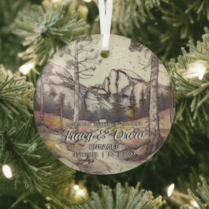 Ornement En Verre Noël Yosemite Parc national Couple Fiançailles