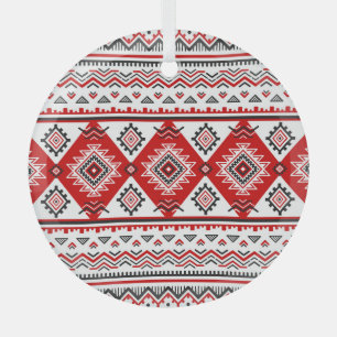 Ornement En Verre Noir noir rouge, motifs ukrainiens.