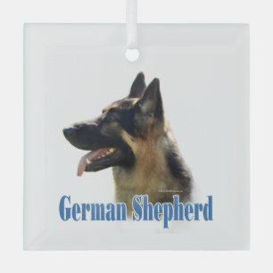 Ornement En Verre Nom du berger allemand (noir/tan)