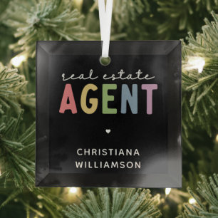 Ornement En Verre Nom personnalisé Agent immobilier Cadeaux immobi