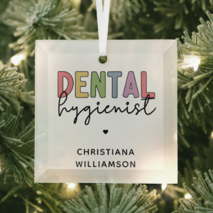Ornement En Verre Nom personnalisé Dental Hygienist RDH Cadeaux