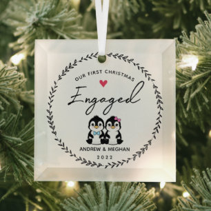 Ornement En Verre Notre 1er Noël Pingouin engagé