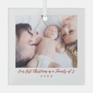 Ornement En Verre Notre 1ère famille de Noël de trois photos