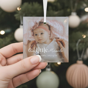 Ornement En Verre Notre Petit Miracle Souvenir de Photo de Nouveau-N