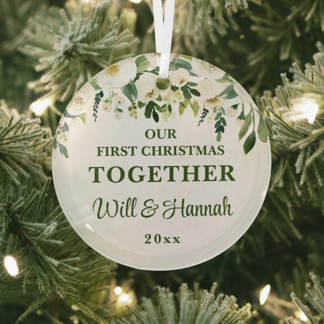Ornement En Verre Notre premier Noël ensemble Couple personnalisé (Insitu)